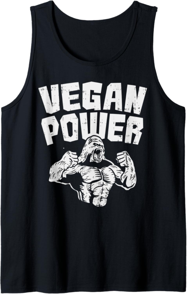 Vegan Power Gorilla Funny Weight-Lifting Gym Raw Food Muscle... - Image 2